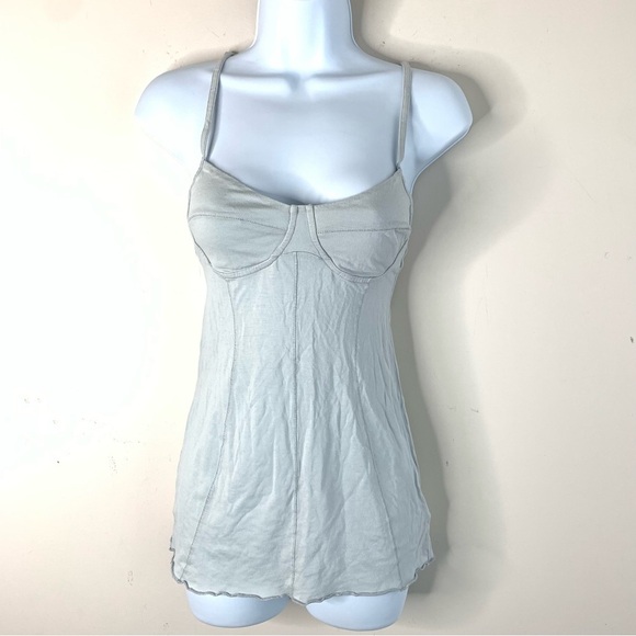 Aritzia Wilfred Bustier Corset Tank Top Pale Blue Gray Cotton Sleeveless Small - Picture 12 of 15